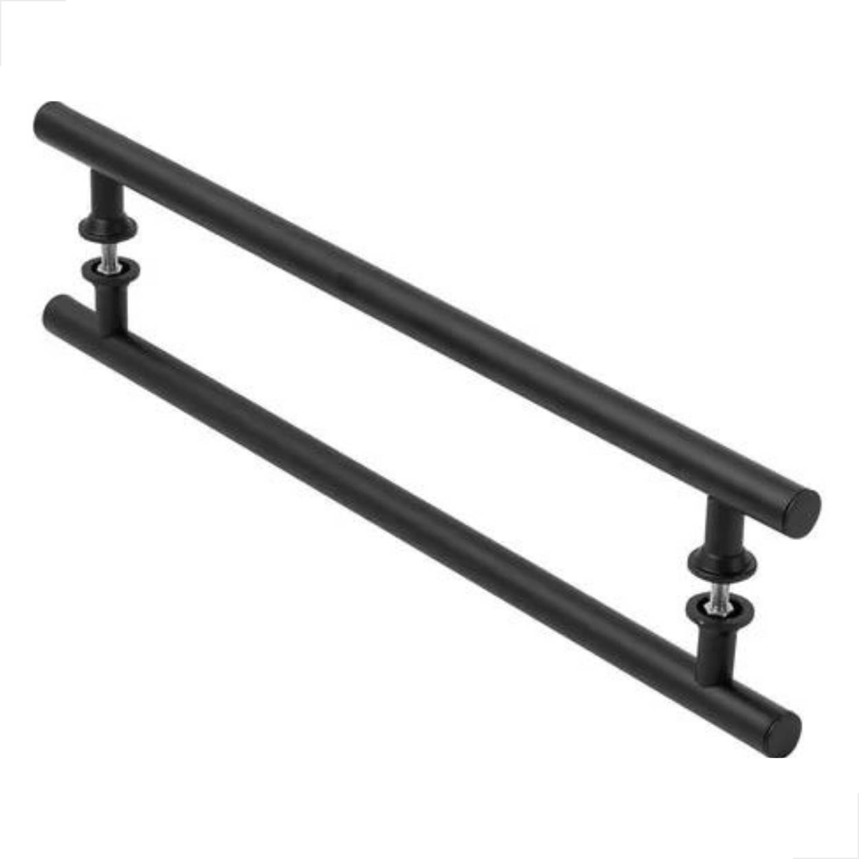 Puxador Alumínio H Redondo 100x90cm Para Porta Madeira Preto