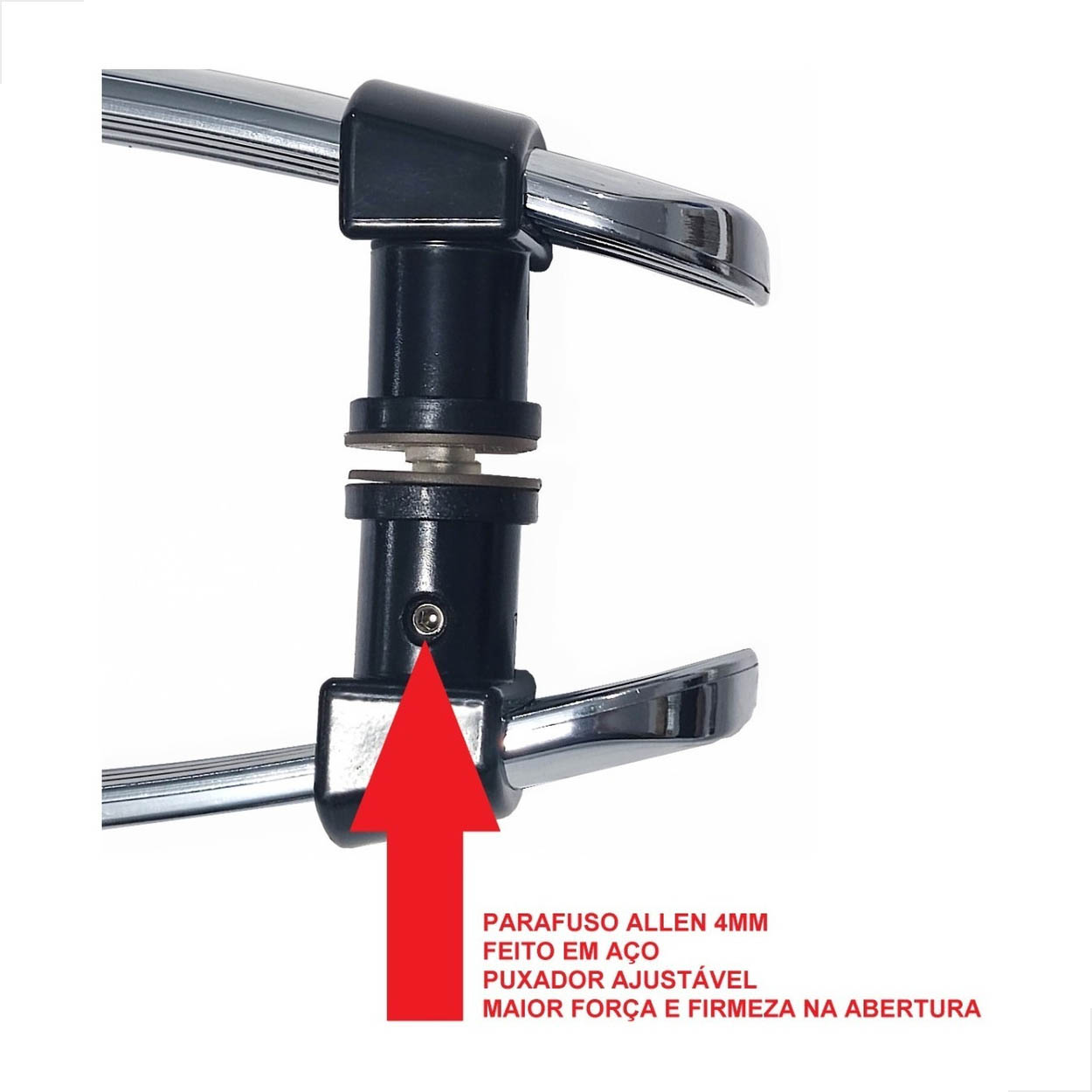 Puxador H Arco Polímero 40cm Porta de Vidro - Brilhante