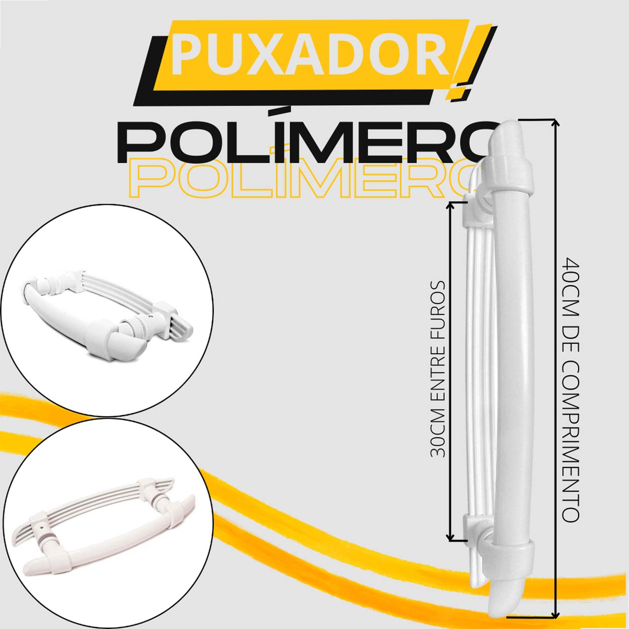 Puxador H AL Arco Polímero 40cm Porta de Vidro - Bronze
