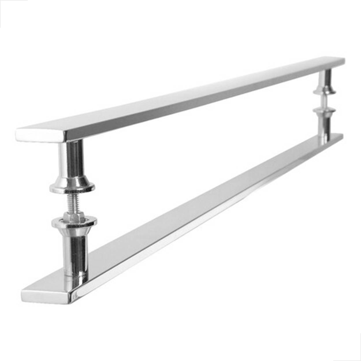 Puxador H Inox Barra 60cm Porta de Vidro Madeira - Polido