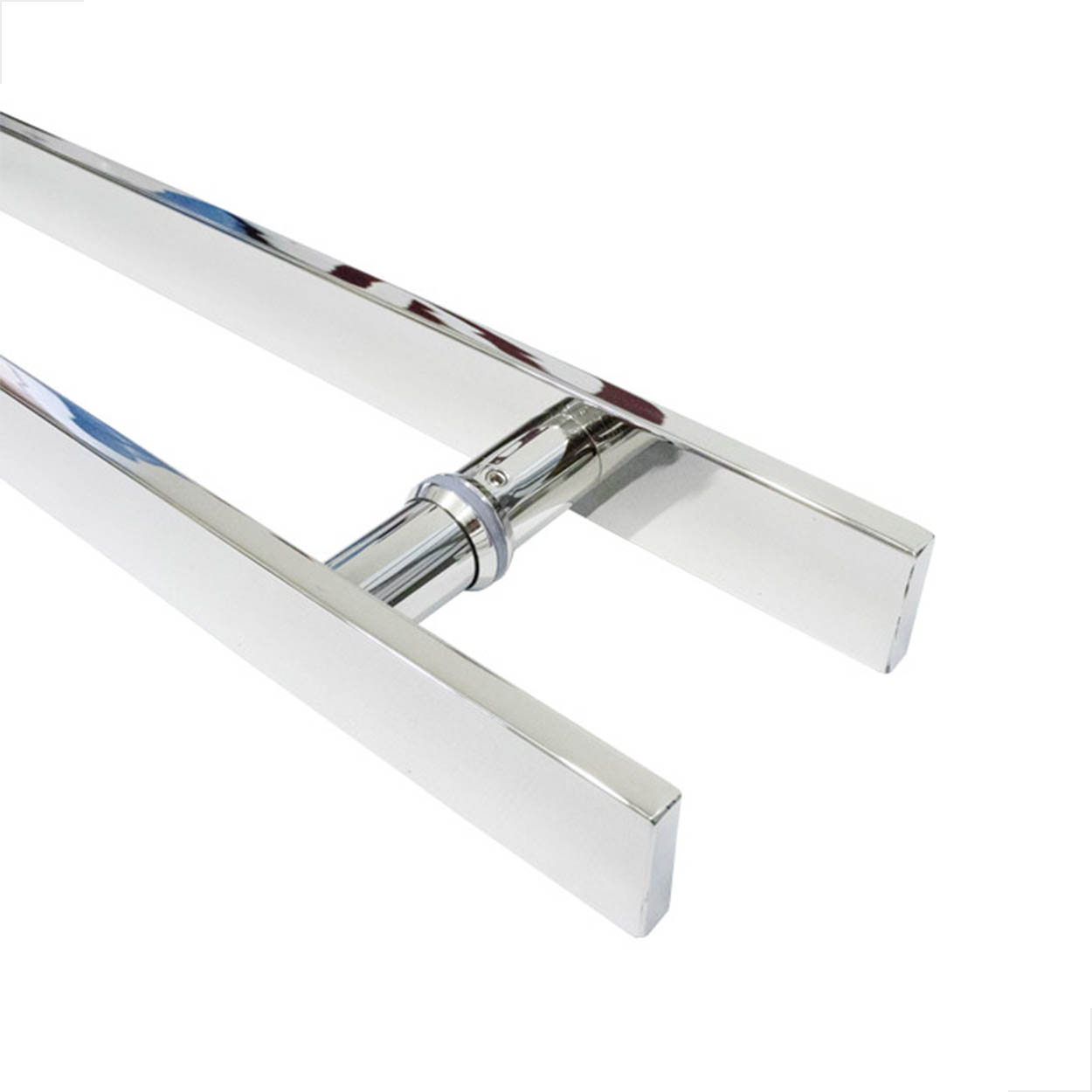 Puxador H Inox Barra 80cm Porta de Vidro Madeira - Polido
