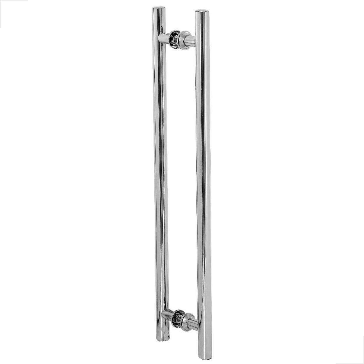 Puxador H Inox Redondo 1 Metro Porta de Vidro Madeira Polido