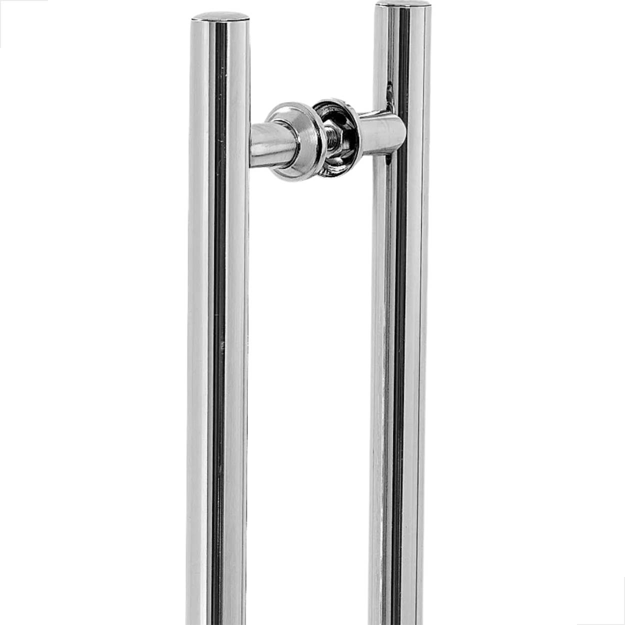 Puxador H Inox Redondo 1 Metro Porta de Vidro Madeira Polido