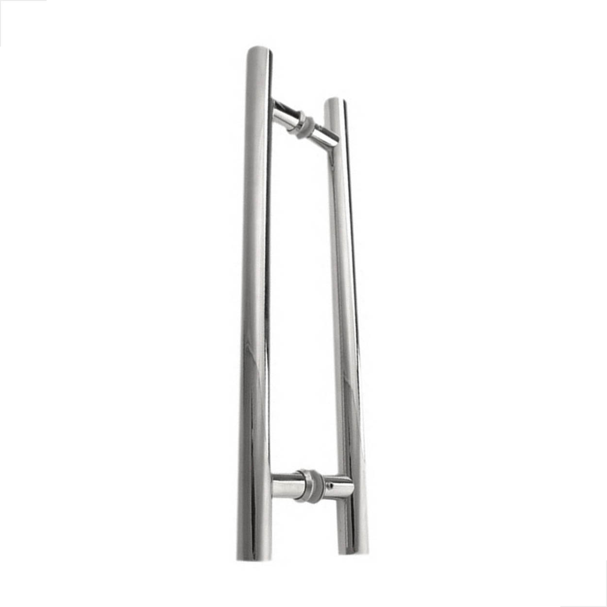 Puxador H Inox Redondo 80cm Porta de Vidro Madeira - Polido