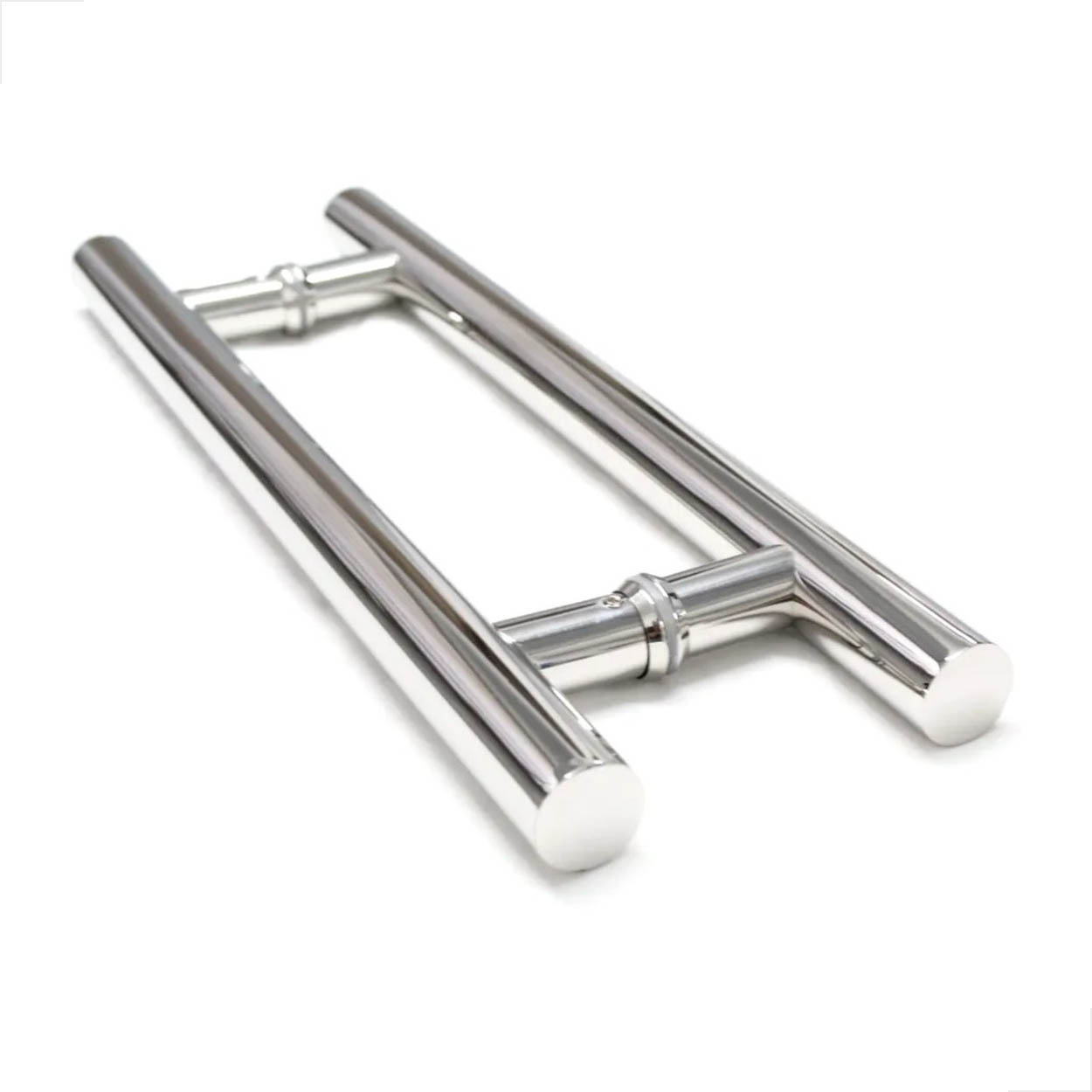 Puxador H Inox Redondo 80cm Porta de Vidro Madeira - Polido