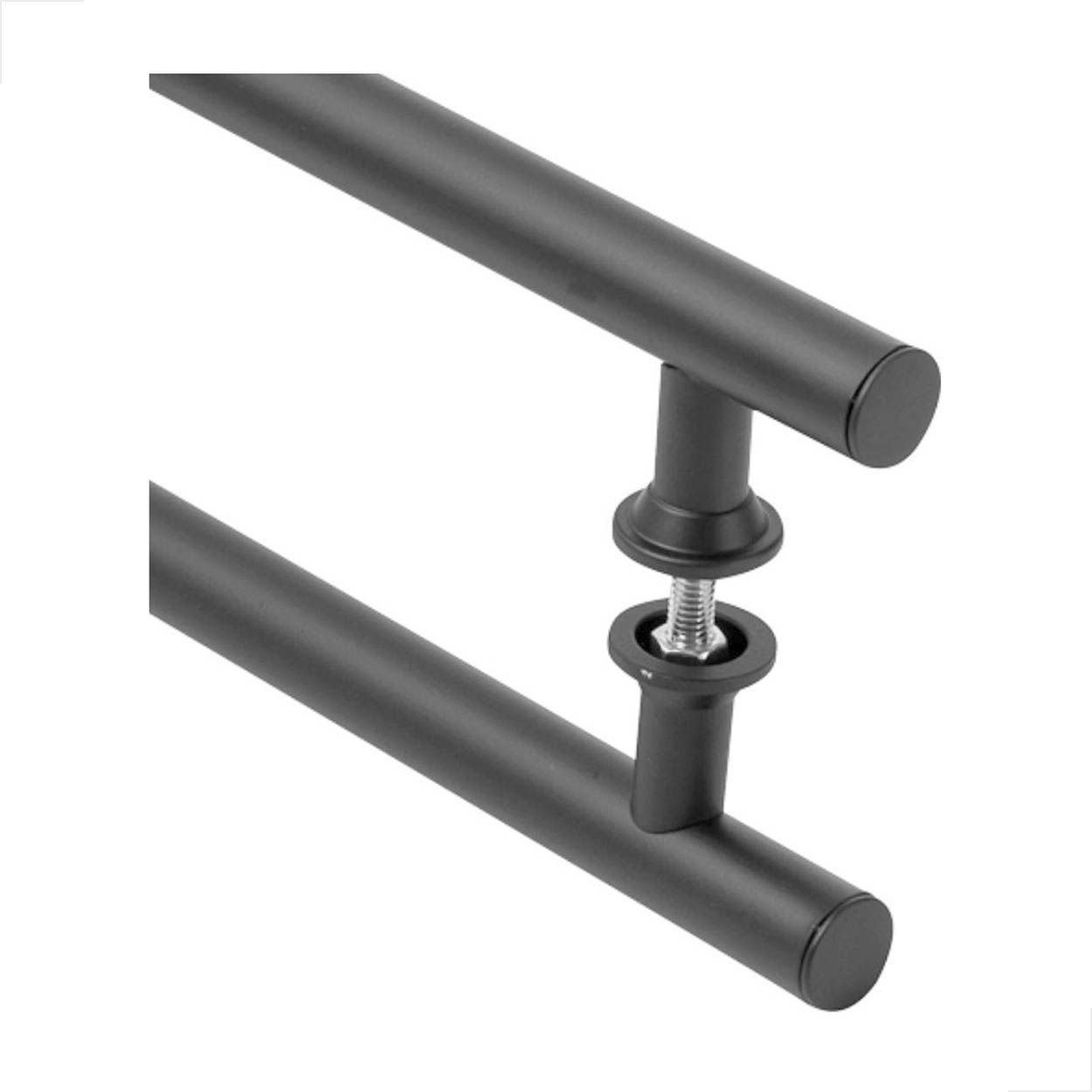 Puxador Inox Porta de Vidro Madeira 45cm Redondo - Preto