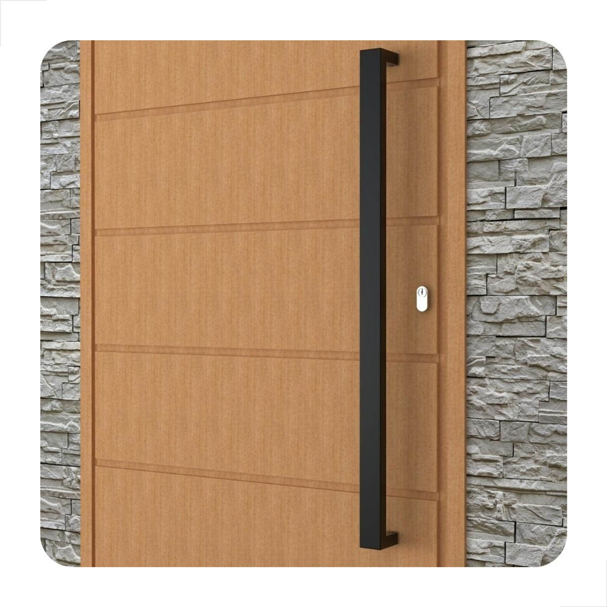 Puxador Inox U 1 Metro Porta Pivotante Vidro Madeira Preto