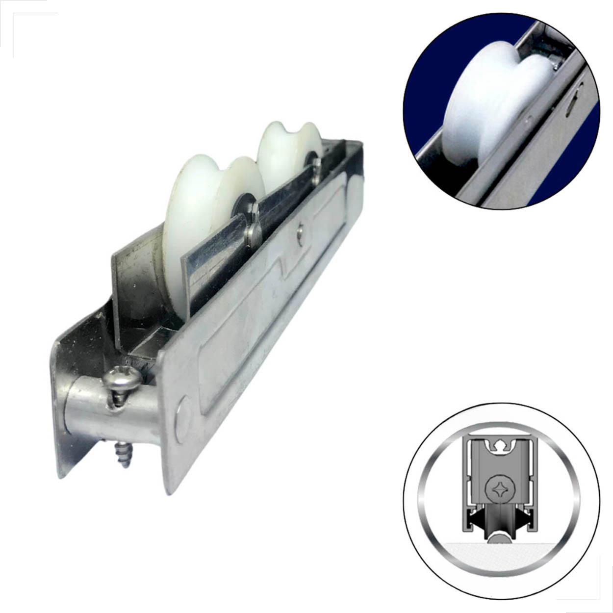 Roldana Gold 200Kg Inox Dupla Trilho Redondo 20 unidades