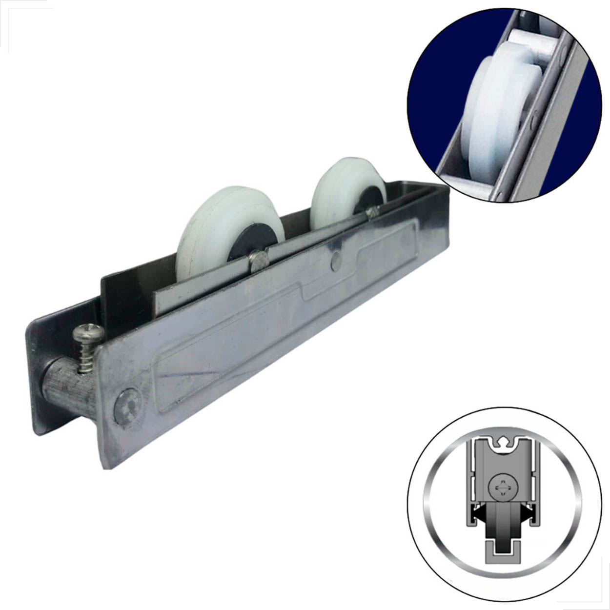 Roldana Gold 200Kg Inox Dupla Trilho U Canaleta C/Regulagem