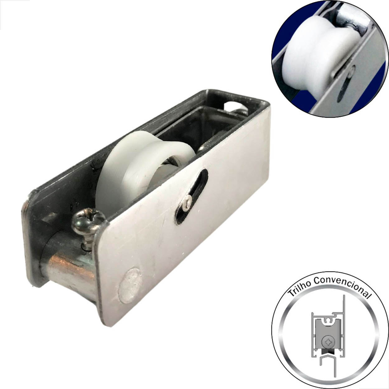 Roldana Inox Gold Trilho Convencional 80kg Unica RG-80 6 Uni