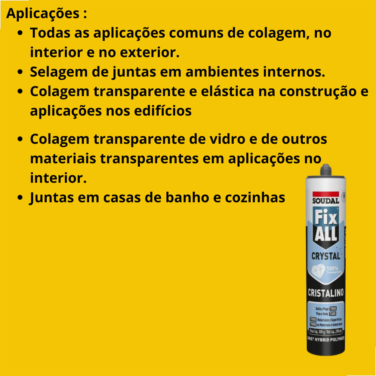 Selante Fix All Crystal Soudal Incolor Transparente 290ml