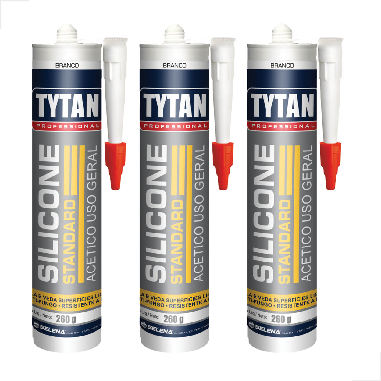 Silicone Acetico Adesivo Branco 260g Standard Tytan - 3 un