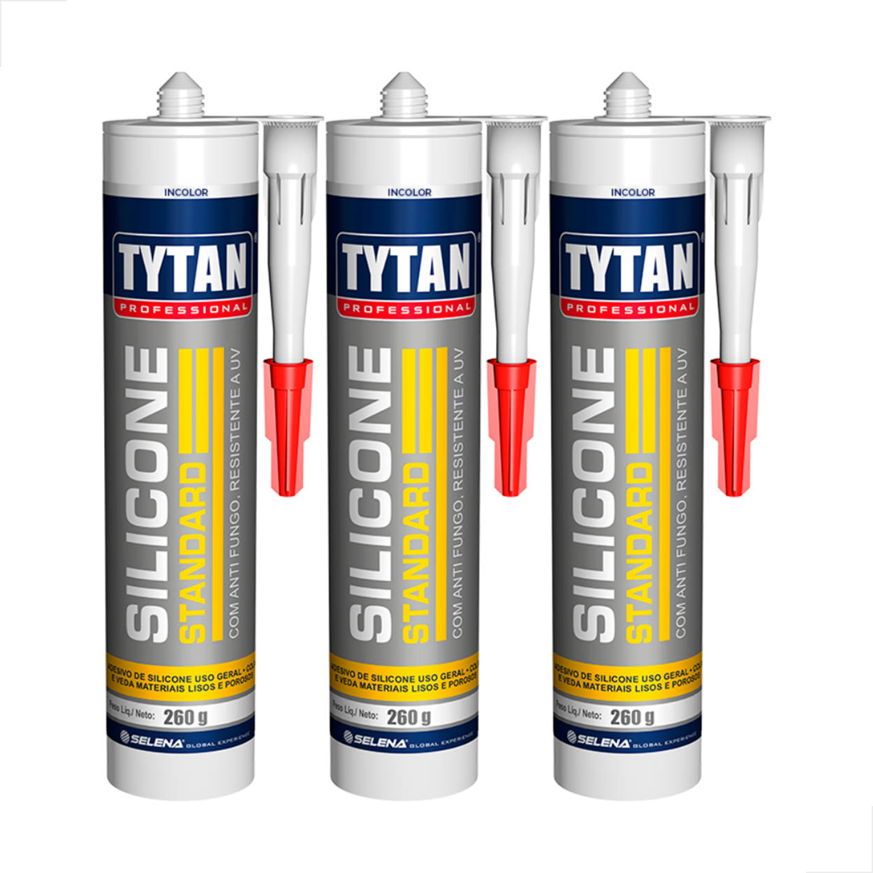 Silicone Acetico Incolor 260gr Standard Incolor Tytan - 3 un
