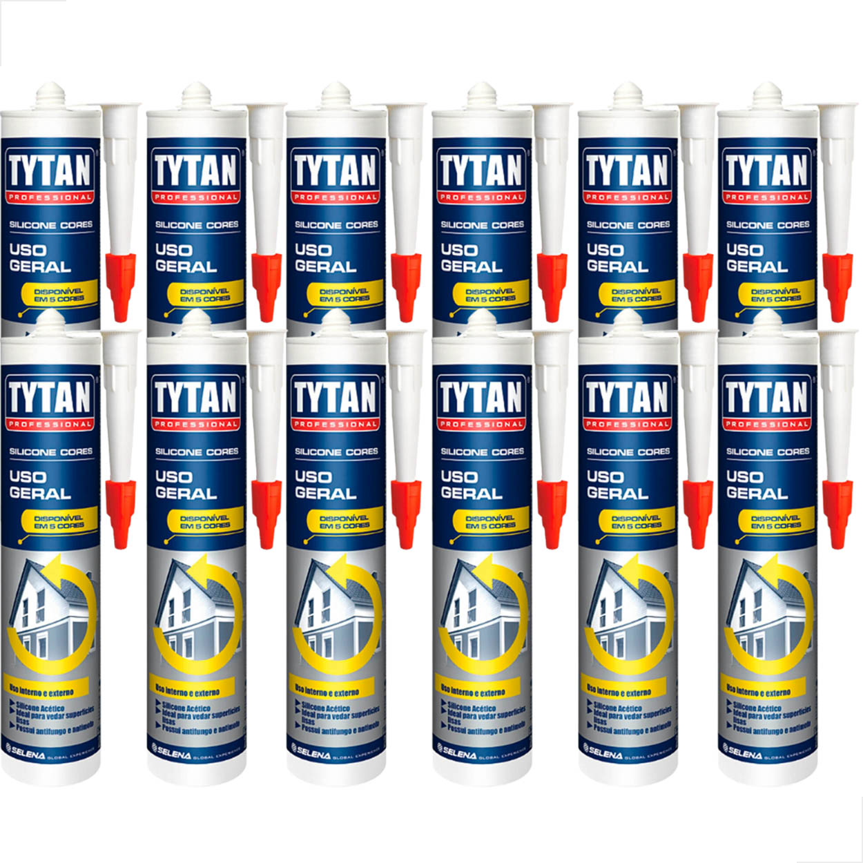 Silicone Tytan Uso Geral Acético 280G Branco Pro - Kit 12 un