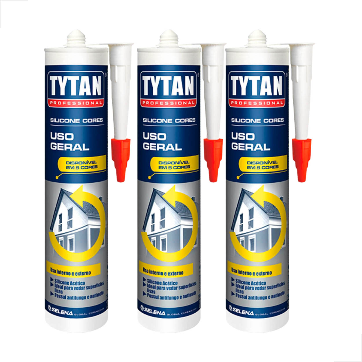 Silicone Tytan Uso Geral Acético 280G Branco Pro - Kit 3 un