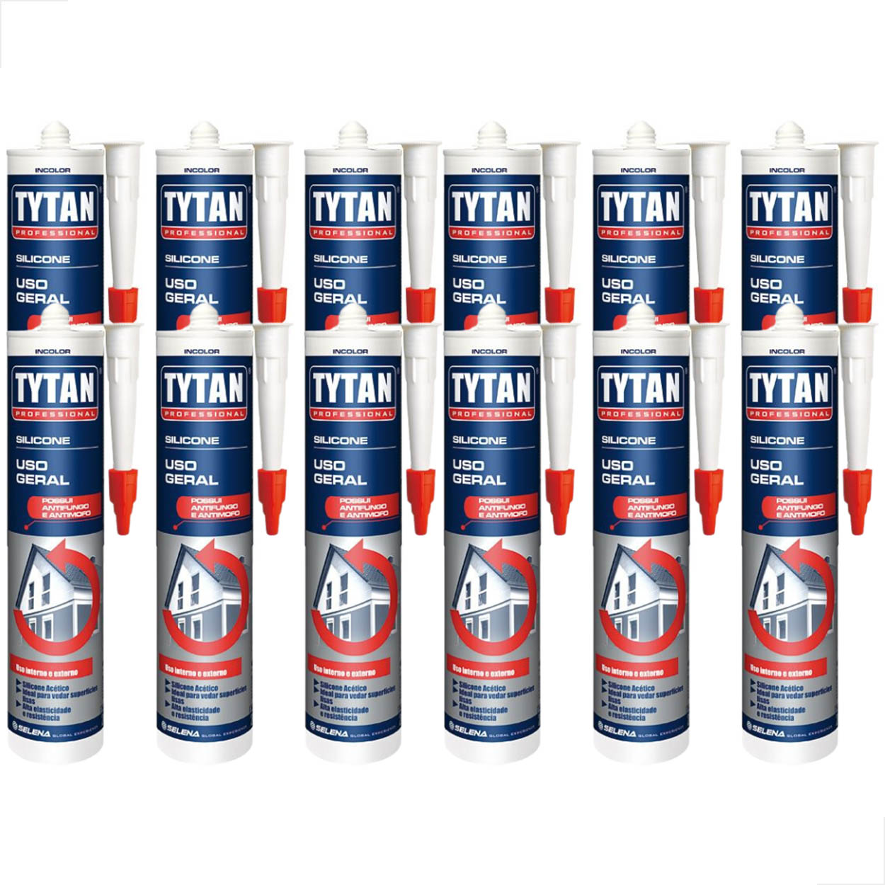 Silicone Tytan Uso Geral Acético 280G Incolor - Kit Cx 12 un