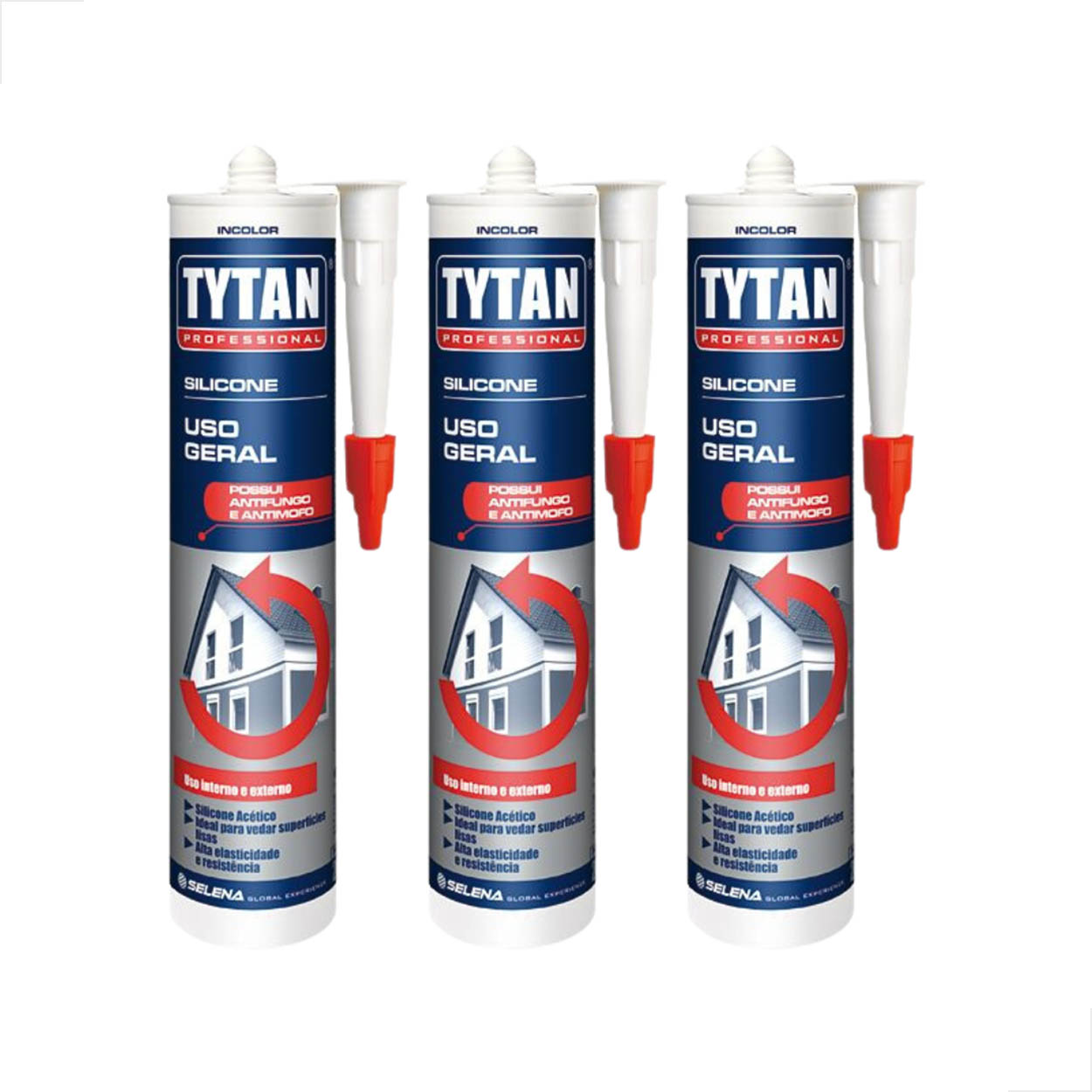 Silicone Tytan Uso Geral Acético 280G Incolor Pro - Kit 3 un
