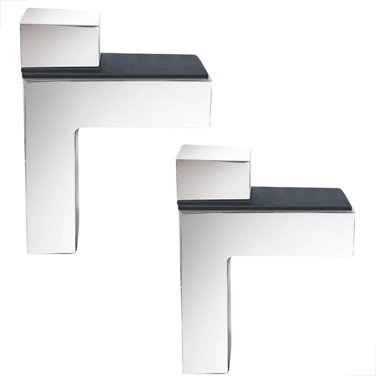 Suporte Quadratto Cromado C/ 2 Unidades Prateleira Vidro Mdf