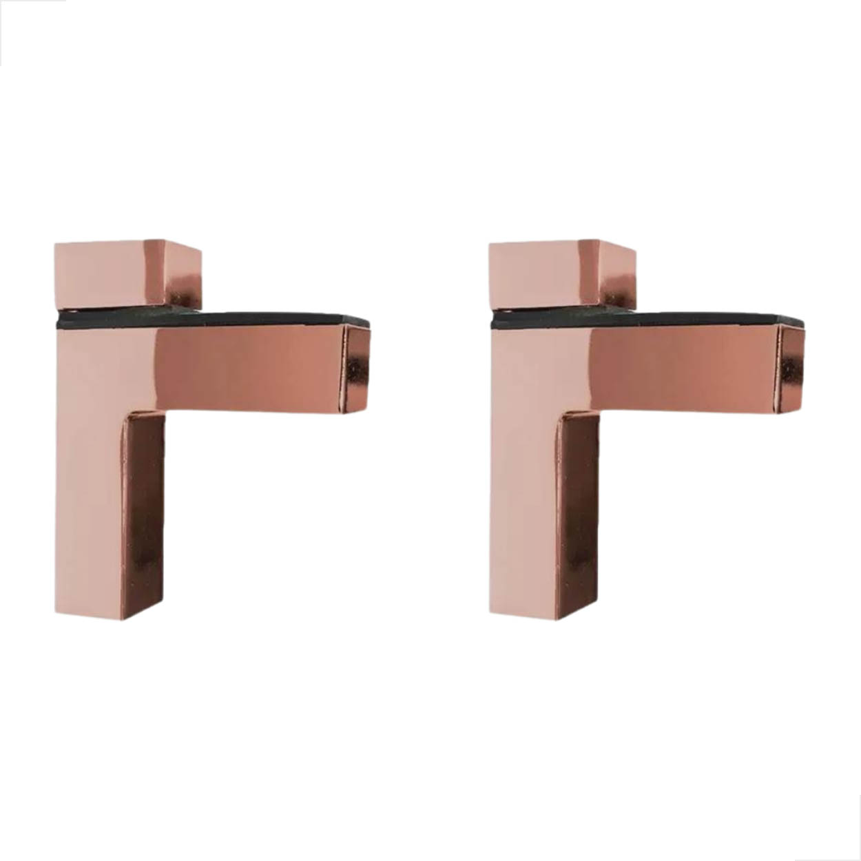 Suporte Quadratto Rose 2 Peças Para Prateleira De Vidro